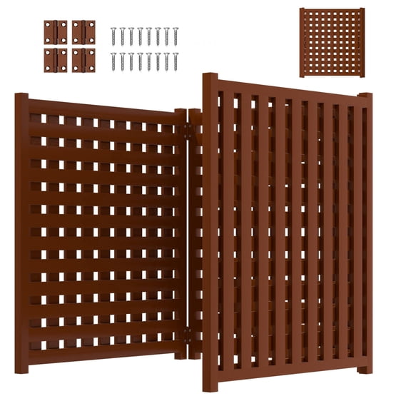 KKTRE Wooden privacy fence, 32.7 x 37 Inch AC Air Conditioner Shielding Fence, 3 Panel Solid Wood Privacy Screen, Adjustable Angle, Hinged Structure, Trash Can Fence for Outside