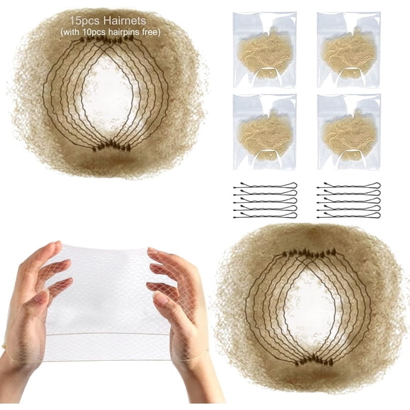 KKTech of 15 count Hair Nets Invisible Elastic Edge Mesh 20 (50cm) (Light Coffee)