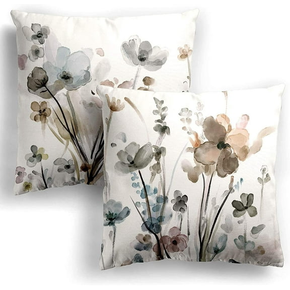 KKVEE Flower Throw Pillow Covers 16x16 Set of 2, Flowers Pillow Cushion Cases, Modern Decorative Square Pillowcases for Sofa Couch Bedroom Living Room Car