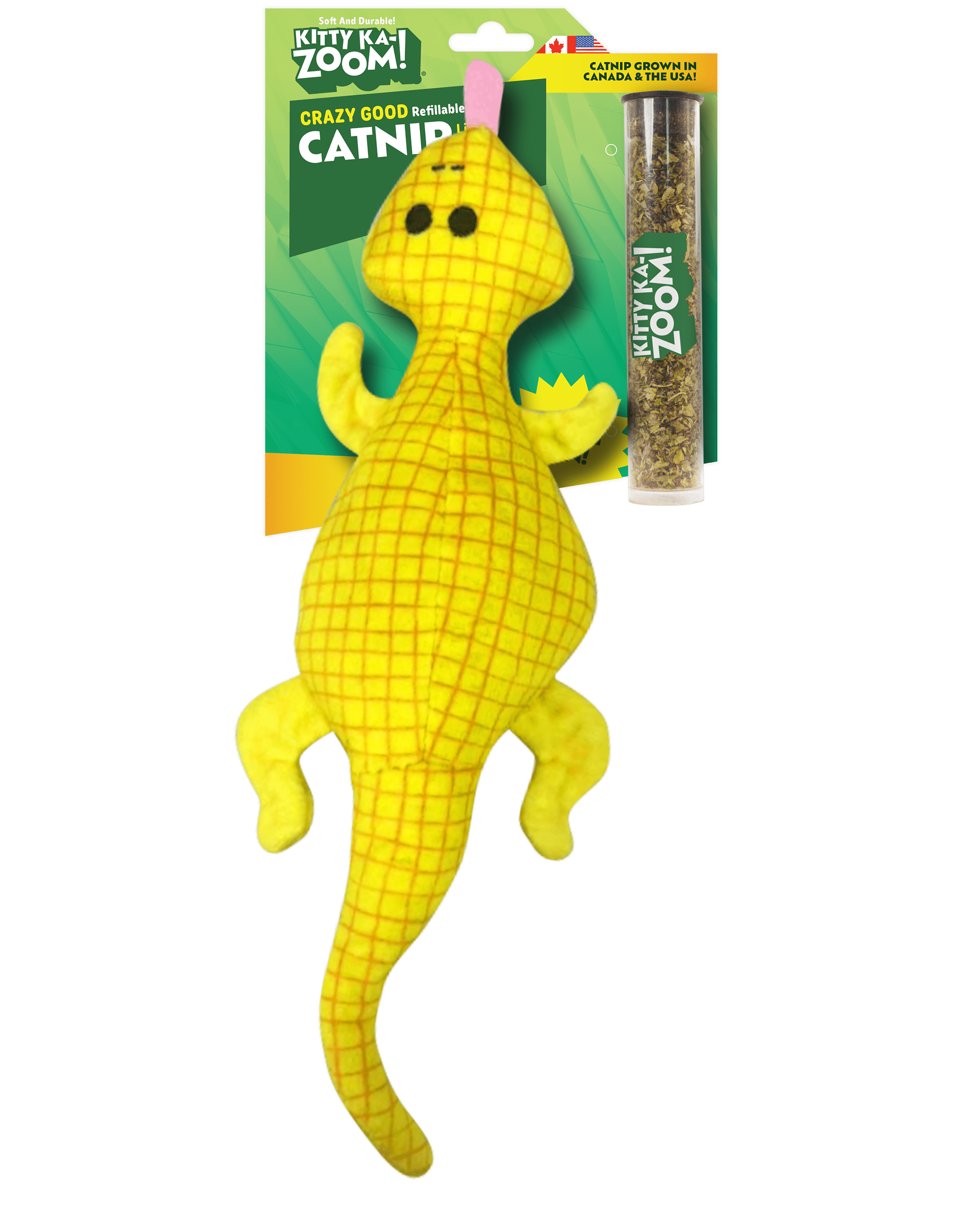 Kitty Ka-Zoom Lizard Kicker High Potency Refillable Plush Catnip Cat Toy