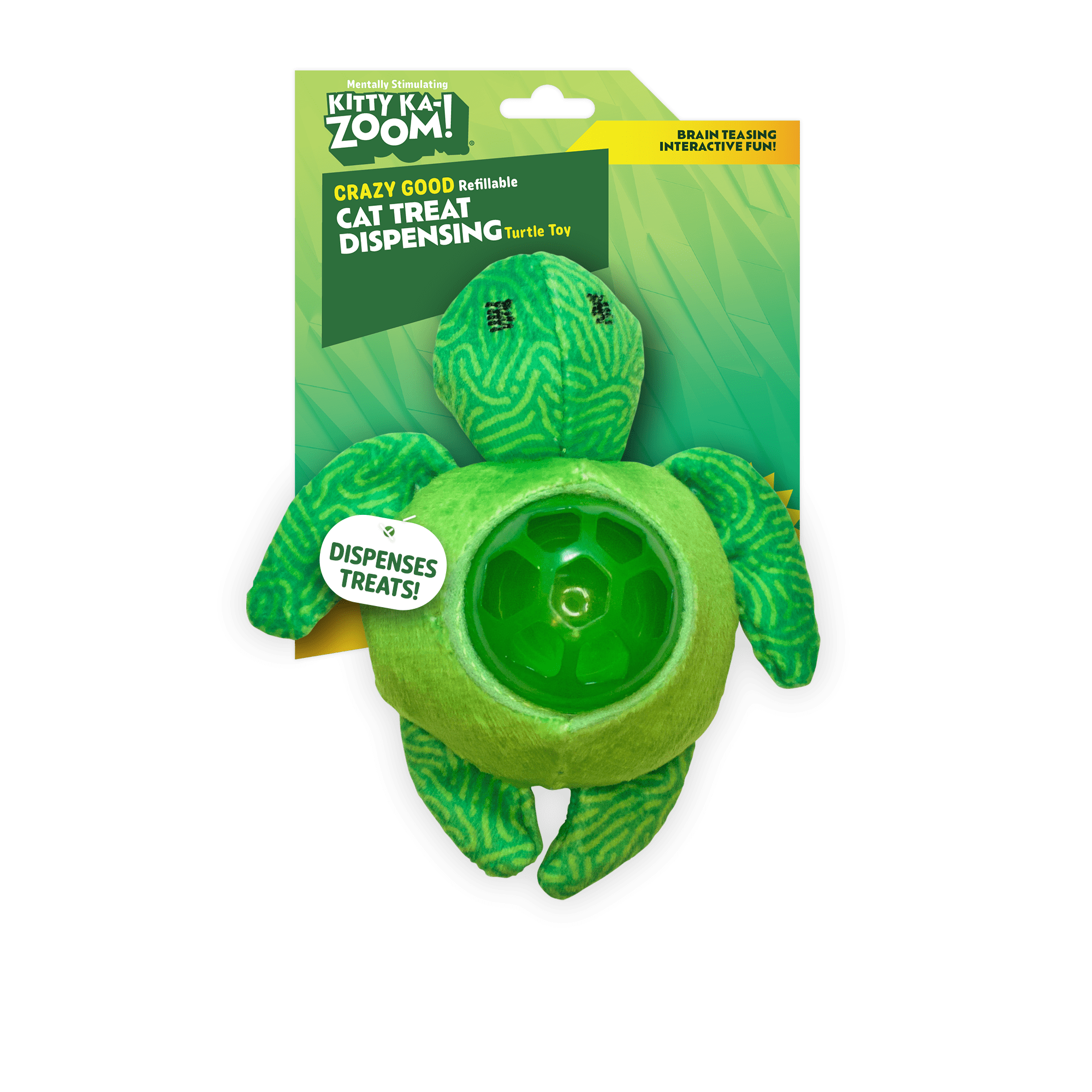 Kitty Ka-Zoom Plush Turtle Cat Treat Dispensing Toy