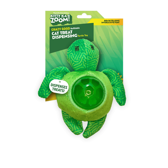 Kitty Ka-Zoom Plush Turtle Cat Treat Dispensing Toy