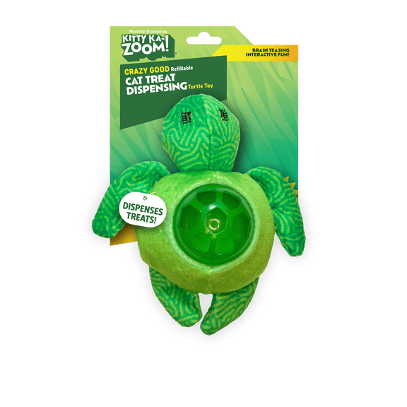 Kitty Ka-Zoom Plush Turtle Cat Treat Dispensing Toy