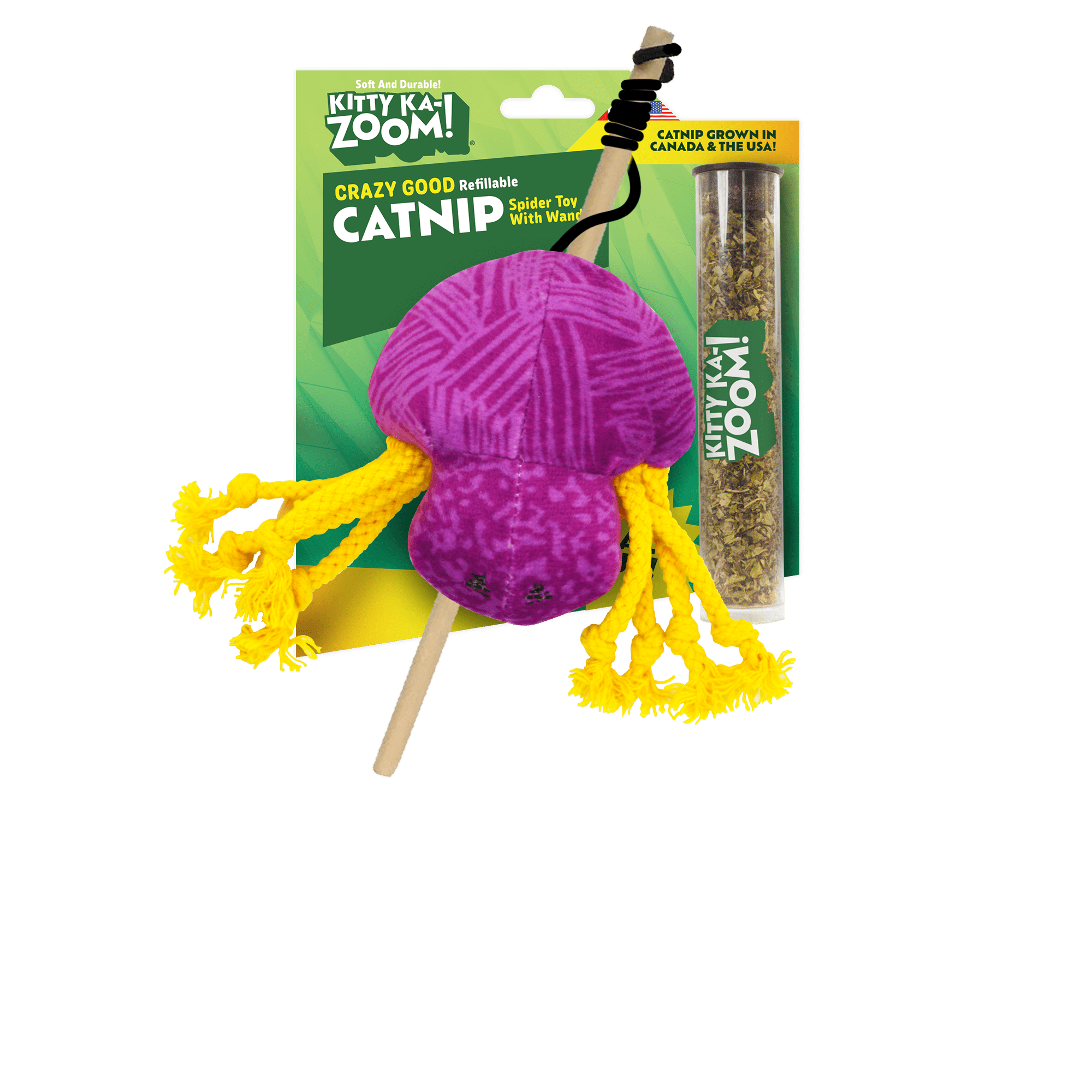 Kitty Ka Zoom Catnip Plush Spider Wand Toy for Cats