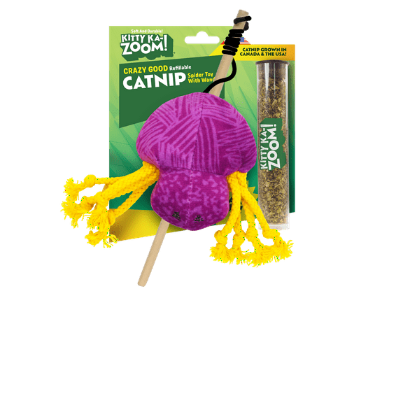 Kitty Ka Zoom Catnip Plush Spider Wand Toy for Cats