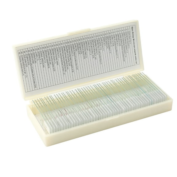 KKmoon 50PCS/Set Biological Glass Sample Prepared Basic Animal Plants Insects Tissues Science Cover Slips Portable Educational Microscope Slides