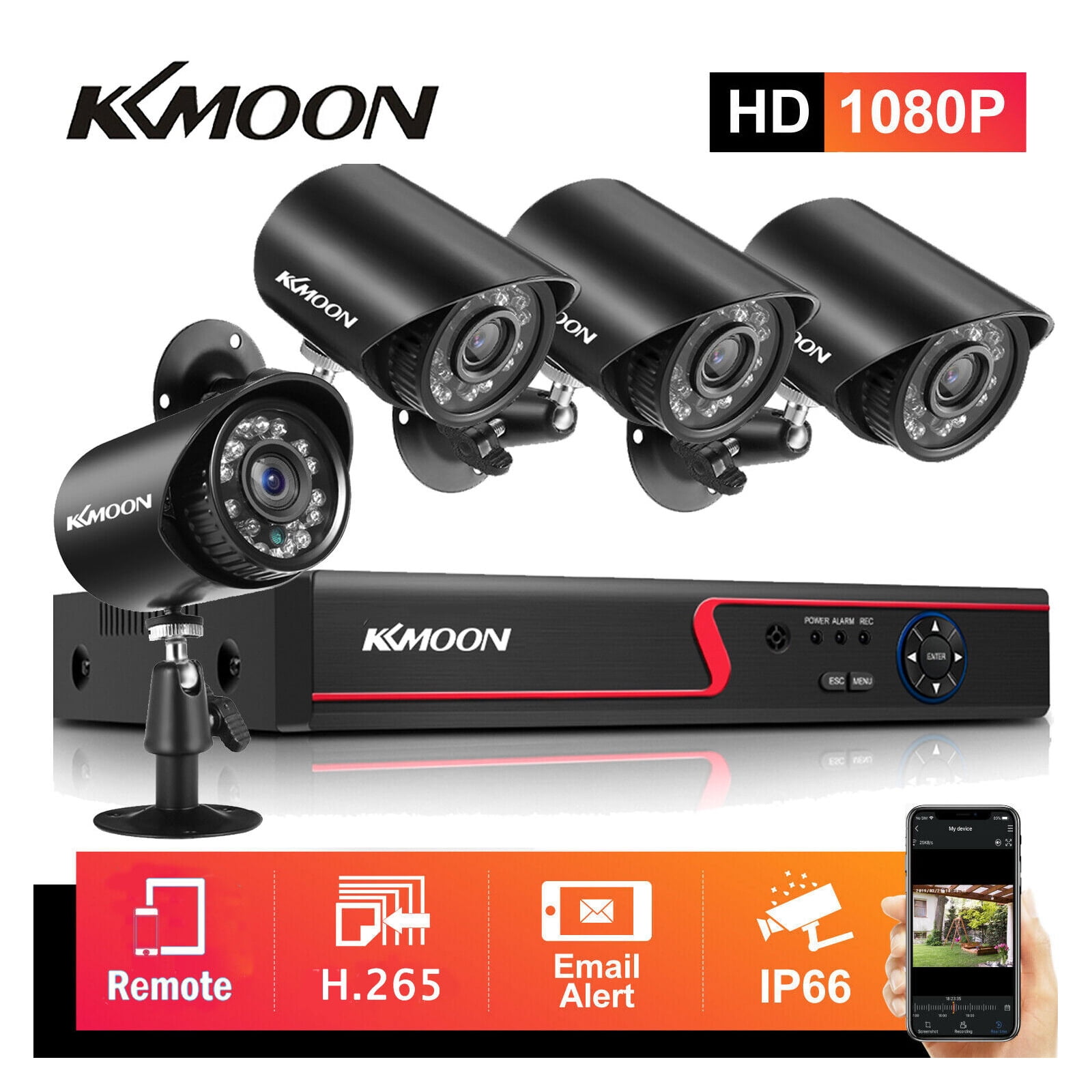 KKmoon DVR Video Recorder & 4 Cameras Set Recording System 8CH 1080P ...