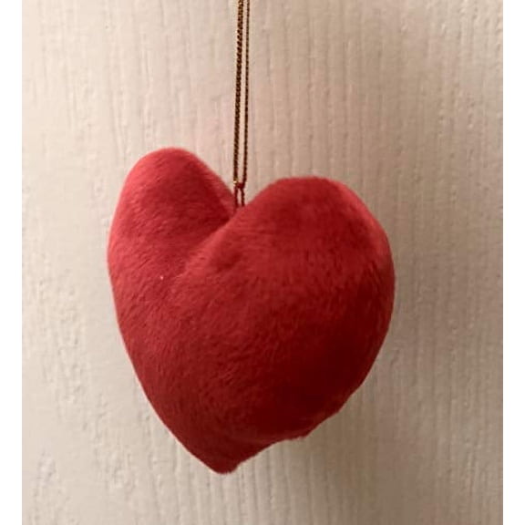 KL 2.5" Plush Soft Stuffed Red Mini Love Heart Christmas Tree Ornament