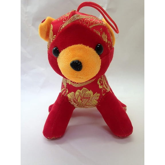 KL 8" Plush Soft Stuffed Red & Gold Oriental Chinese Dog Puppy Animal Gift Souvenir Collectable Doll Toy New