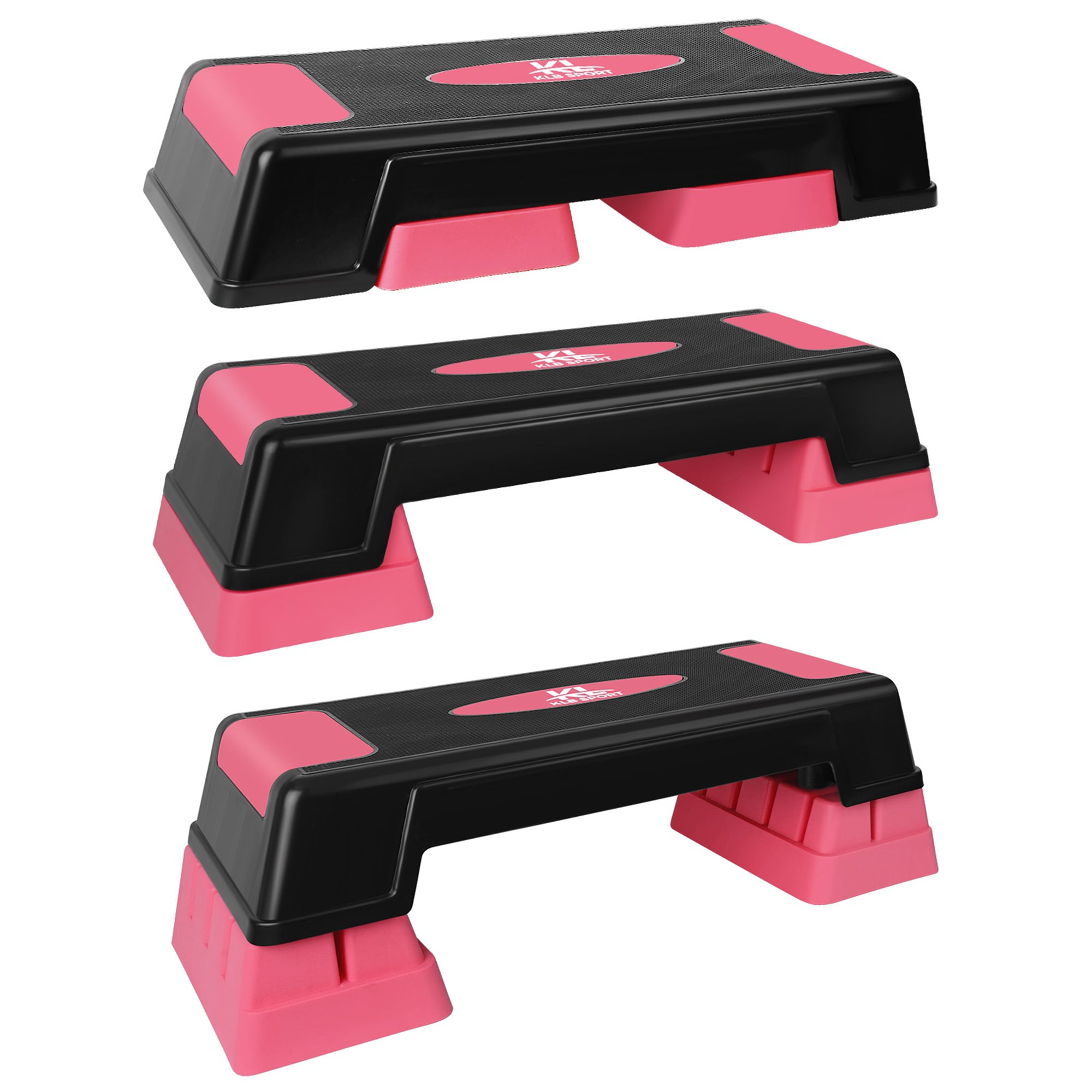 XN8 Adjustable Workout Aerobic Stepper Exercise Step Platform with 3 Risers  Non Slip Fitness Stepper for Home Gym Cardio Strength Training Pink