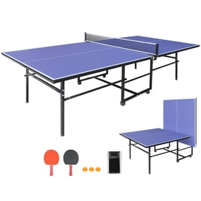 KL KLB Sport 9*4.1ft Foldable Ping Pong Table with 2-Piece Nested Design, Indoor Table Tennis Table with Wheels & Complete Accessories