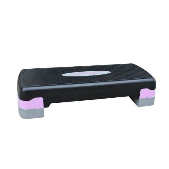 KL KLB Sport Adjustable Workout Aerobic Step Platform W/2 Risers 4’’- 6’’, Exercise Stepper,Black/Pink