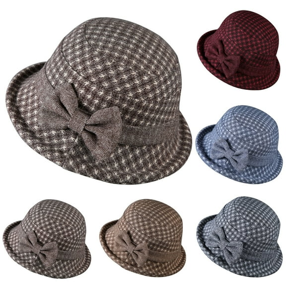 KL0Y2K Cloche Hats for Women Women's Classic Vintage Style Dome Hat, Casual Fisherman Bucket Hat with an Elegant Small Bowler Shape for Autumn and Winter Fashion,Coffee,One Size