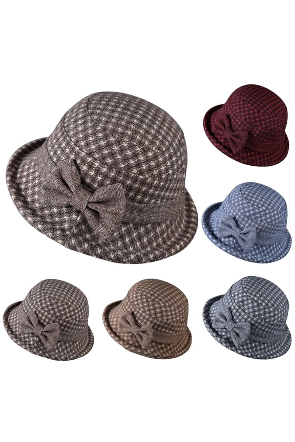 KL0Y2K Cloche Hats for Women Women's Classic Vintage Style Dome Hat, Casual Fisherman Bucket Hat with an Elegant Small Bowler Shape for Autumn and Winter Fashion,Dark Gray,One Size