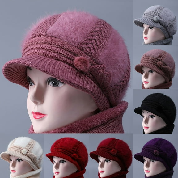KL0Y2K Cloche Hats for Women Women's Winter Beanie Hat in Plush Woolen Blend with Comfortable Padded Cotton Lining for Enhanced Warmth,Purple,One Size