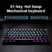 KL61 Wired 60% Mechanical Gaming Keyboard RGB Backlit 61 Keys Ultra-Compact With Hot Swappable Blue/Red Switch