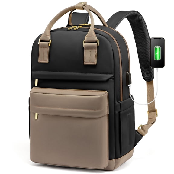 KL928 15.6 Inch Laptop Backpack for Women - Waterproof USB Port Travel Bag, Fashionable Teacher Nurse College Bookbag, Vintage Daypack for School Work