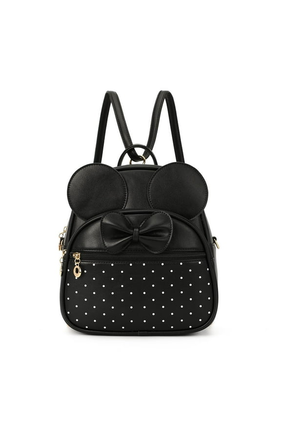 Bookbag Purses for Women Cute Bow Dots Backpack Purse Black Daypack