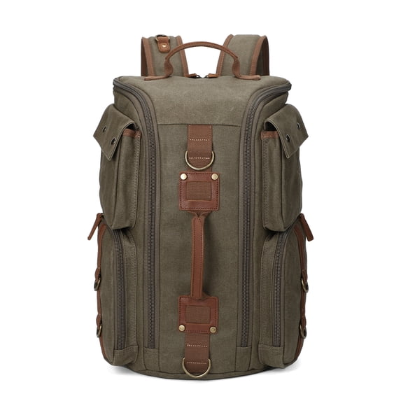 KL928 Canvas Backpack for Men, Large Capacity Waterproof Travel Backpack, large Laptop Backpack for Travel,Olive Green