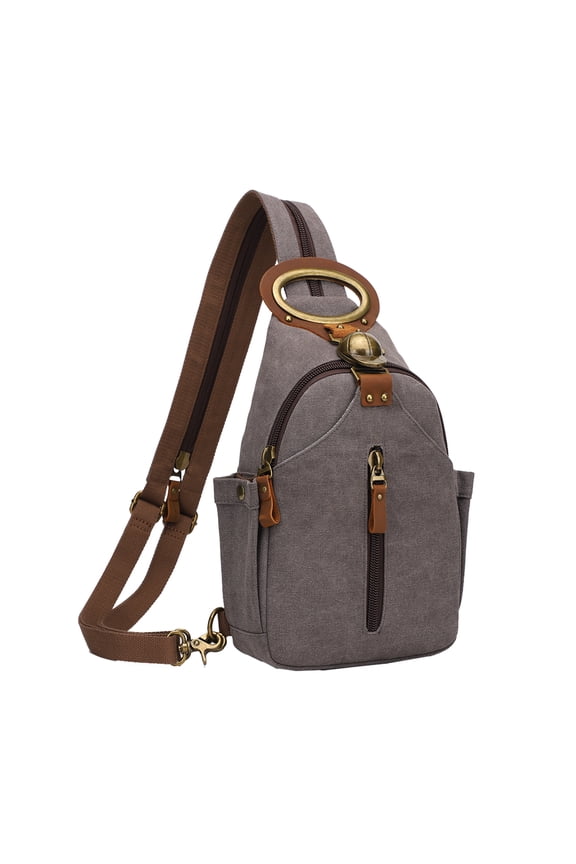 Canvas Sling Bag Backpack, Black Small Crossbody Shoulder Bag for Men Women Travel Daypack