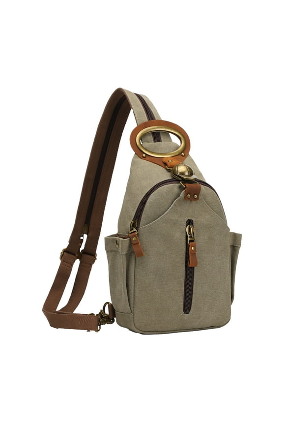 Canvas Sling Bag Backpack, Black Small Crossbody Shoulder Bag for Men Women Travel Daypack