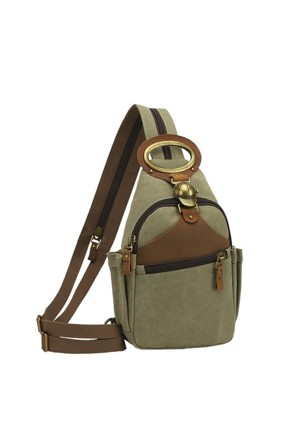 Canvas Sling Bag Backpack, Small Convertible Crossbody Shoulder Bag for Women Travel Daypack