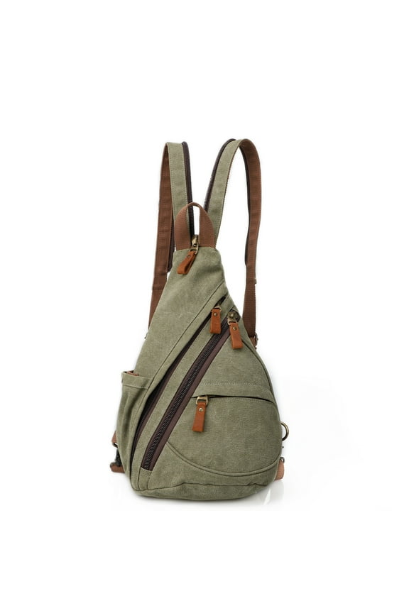 Canvas Sling Bag Small Crossbody Backpack Casual Daypack Outdoor Travel for Men Women