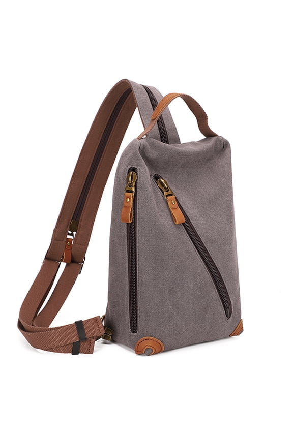 Canvas Sling Bag - Small Crossbody Backpack Shoulder Casual Daypack Rucksack for Men Women(Dark Grey)
