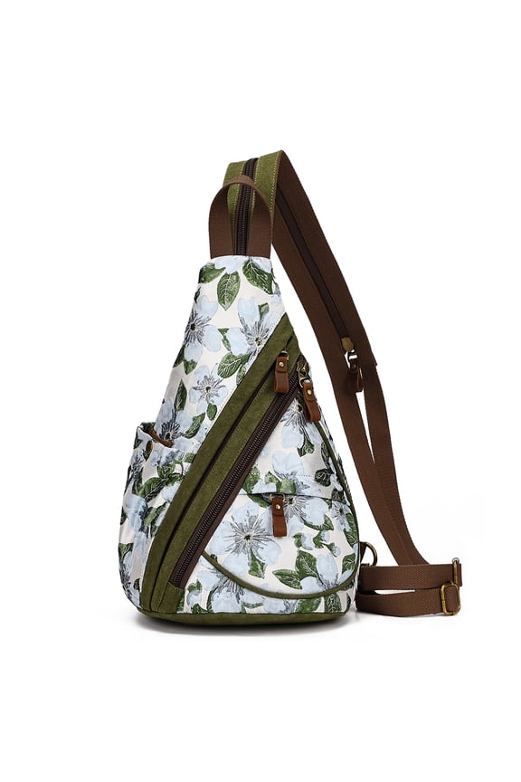 Canvas Sling Bag - Small Crossbody Backpack Shoulder Casual Daypack Rucksack for Men Women