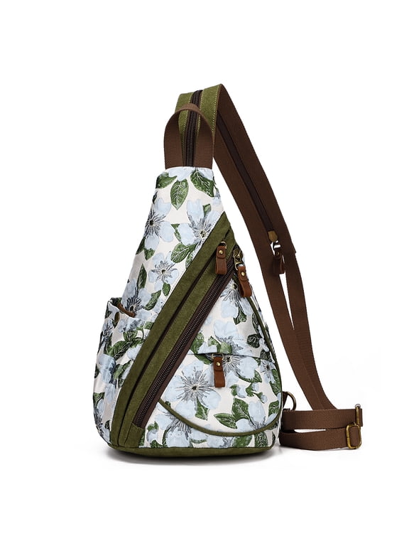 Canvas Sling Bag - Small Crossbody Backpack Shoulder Casual Daypack Rucksack for Men Women