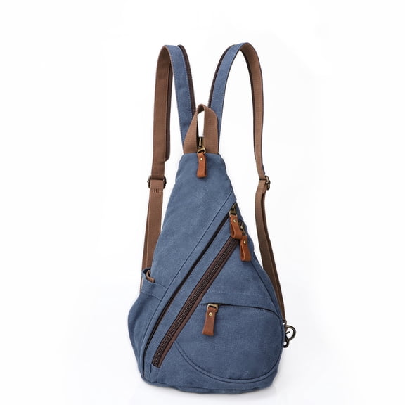 Canvas Sling Bag Casual Daypack Rucksack Small Crossbody Backpack Shoulder Bat Outdoor Cycling Hiking Travel for Men Women
