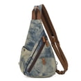 thumbnail image 1 of KL928 Denim Sling Bag - Small Crossbody Backpack Shoulder Casual Daypack Rucksack for Men Women, 1 of 7