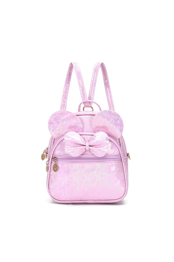 Cute Mini Backpack Purse Women's Zipped Sequin Pink Backpack Bookbag