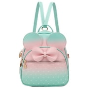KL928 Girls Gradient Fashion Backpack Purse Women's Mini Quilted Zipped Backpack （Light Pink#apple Green）