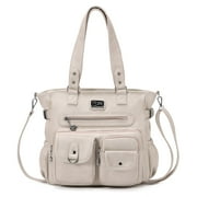 KL928 Large Purses for Women Shoulder Handbags PU Leather Crossbody Tote BagLight Gray