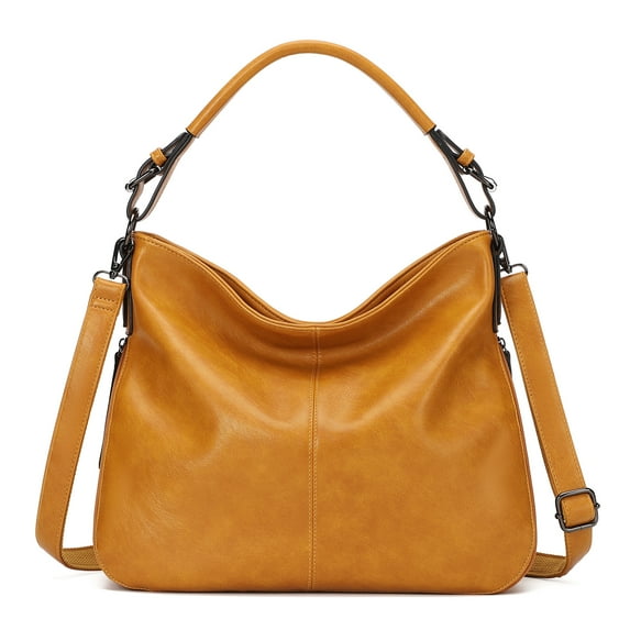 KL928 Leather Hobo Handbags for Women Crossbody Bags Retro Satchel Bag(Yellow)