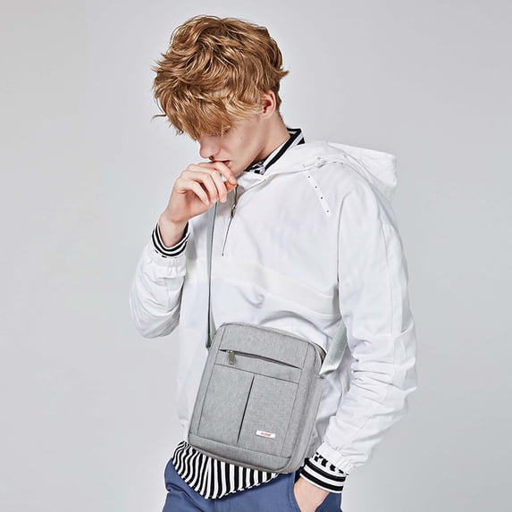 KL928 Men Causal Canvas Messenger Multifunctional Shoulder Sling Bag for School Travel Outdoors