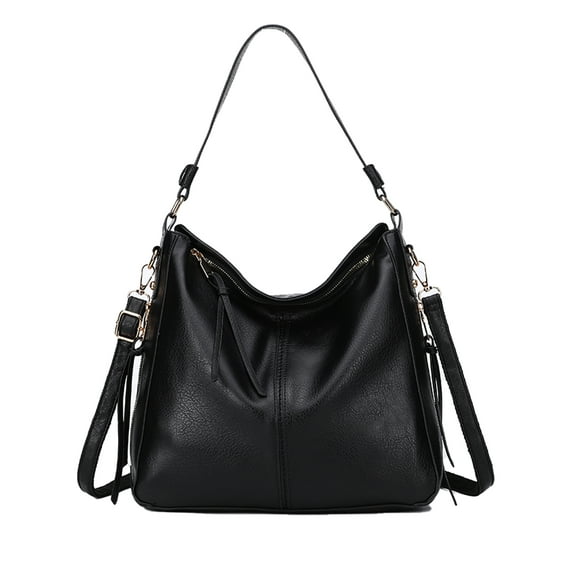 KL928 Multi-Functional Shoulder Bag – Spacious PU Leather Handbag with Adjustable Straps, Large Capacity for Daily Use, Fits 10.9" Tablet – Black