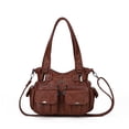 thumbnail image 1 of KL928 Multi Zipper Hobo Purses and Handbags for Women Soft PU Leather Satchel Large, 1 of 7