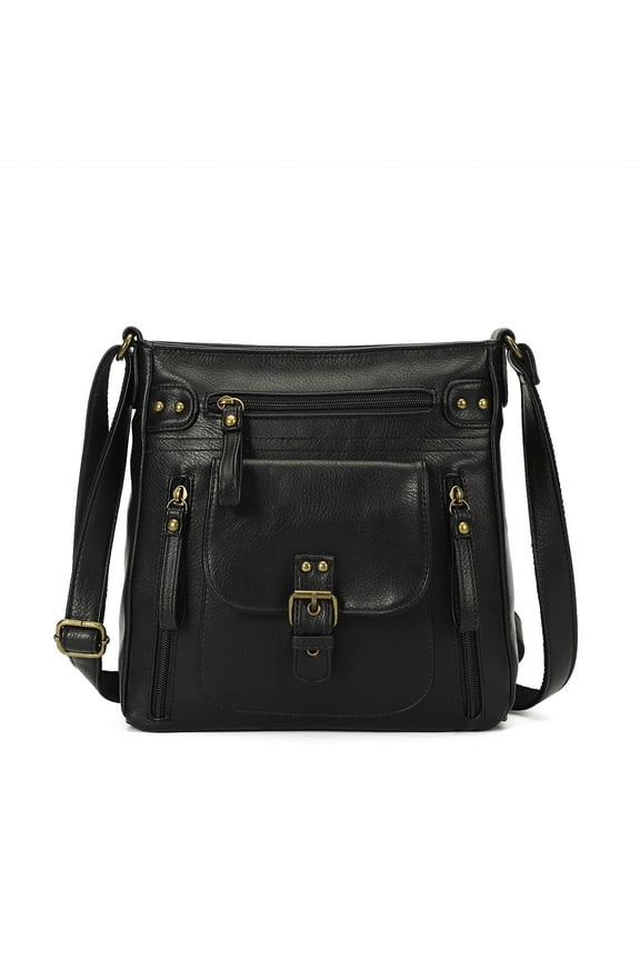 Multi Zipper Pockets Messenger Bag Large Crossbody Shoulder Bag for Women