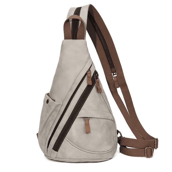 KL928 PU Leather Crossbody Backpack Sling Bag Shoulder Casual Daypack Rucksack for Men Women