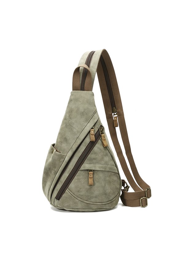 PU Leather Crossbody Backpack Sling Bag Shoulder Casual Daypack Rucksack for Men Women