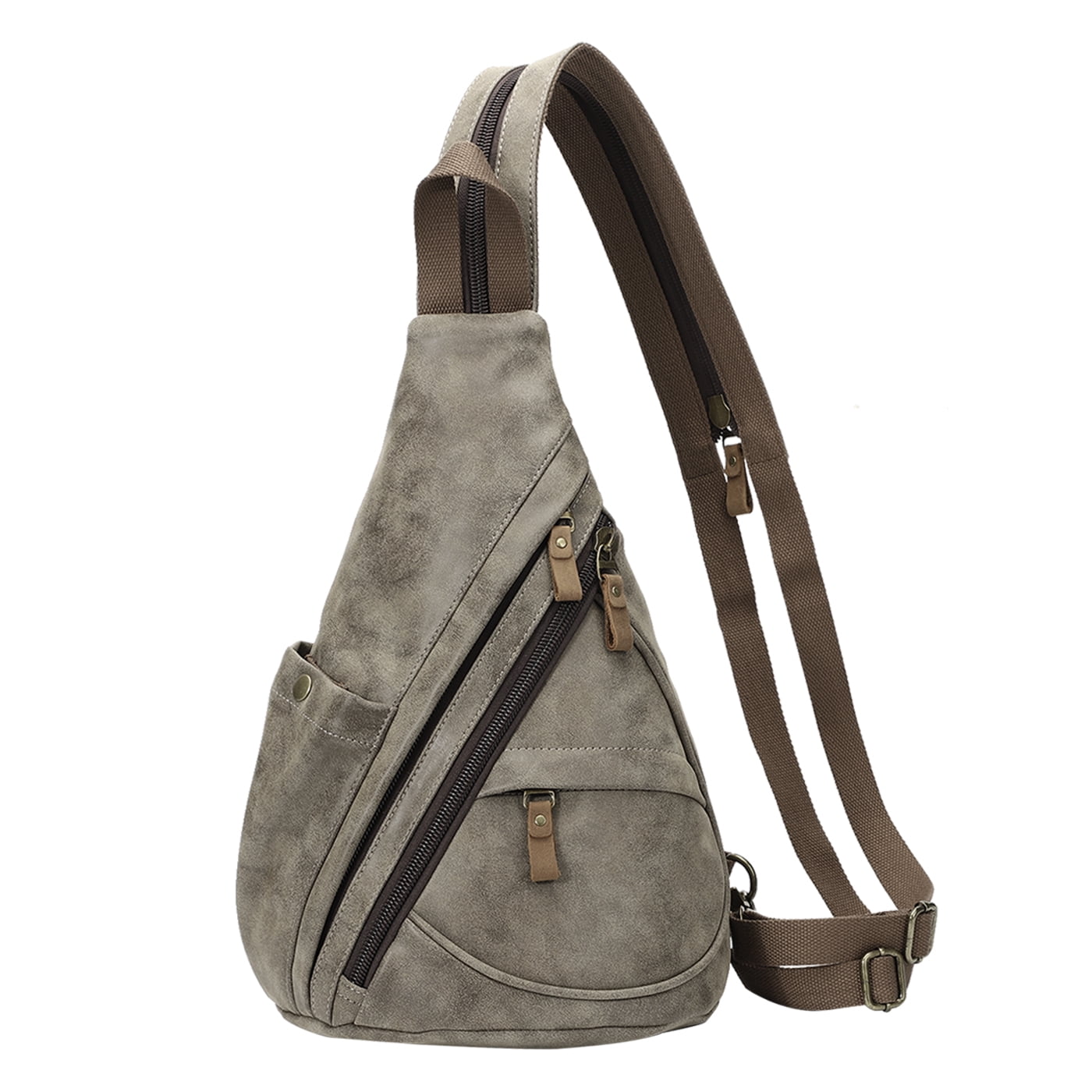 KL928 PU Leather Crossbody Backpack Sling Bag Shoulder Casual Daypack Rucksack for Men Women