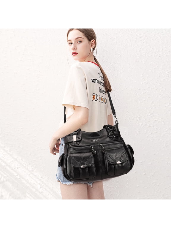 PU Leather Purses and Handbags for Women Multi-Pocket Crossbody Bag with Adjustable Straps