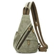 thumbnail image 1 of KL928 PU Leather Sling Bag Small Crossbody Backpack Shoulder Casual Daypack Rucksack for Men Women (Olive Green), 1 of 6
