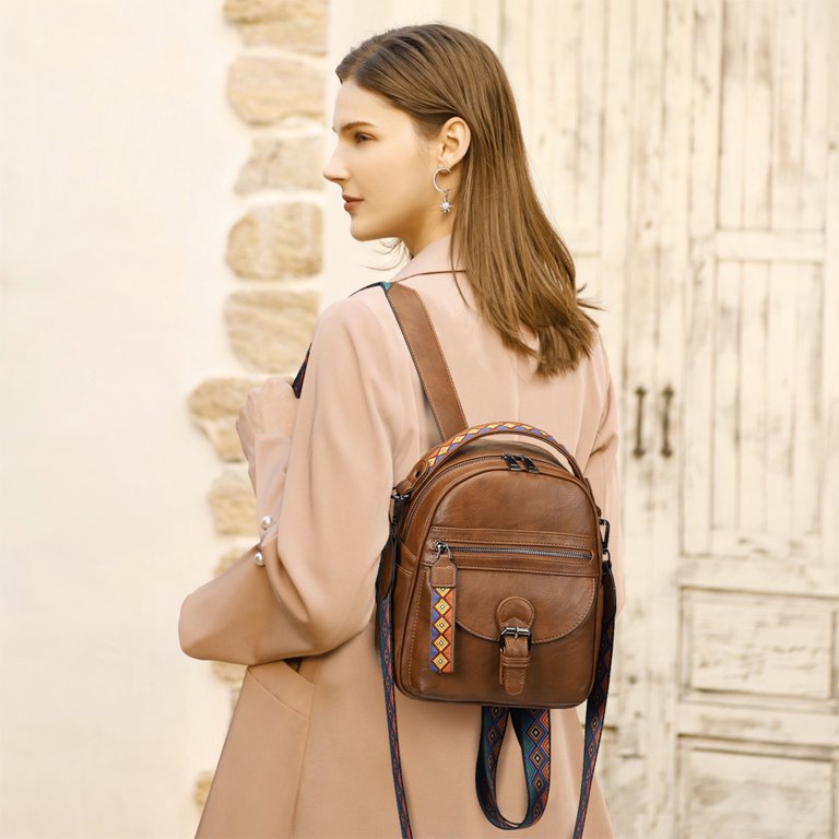 KL928 PU Leather Women Backpack School Travel Bag Purses  display picture 1