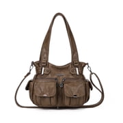KL928 Purses and Handbags for Women Medium Hobo Shoulder Bags Soft PU Leather Multi-Pocket Tote Bag