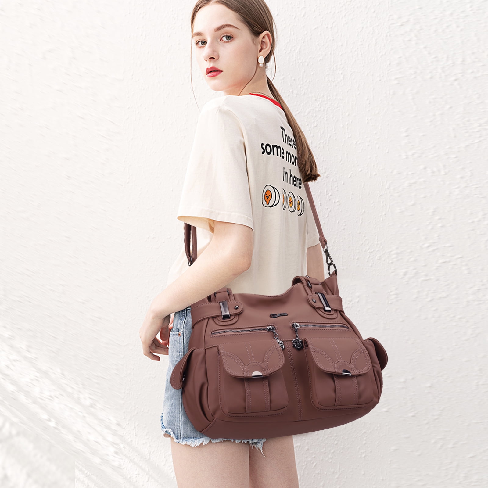 KL928 Purses and Handbags for Women Multi Pocket Tote Bag Hobo