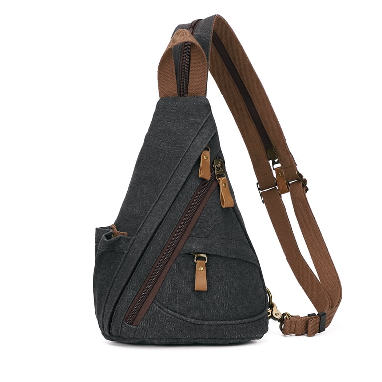 Large Canvas Sling Backpack Crossbody Daypack Water Resistant Adjustable Straps Amazon.com | Canvas Sling Bag Backpack, Crossbody Shoulder  main image 4