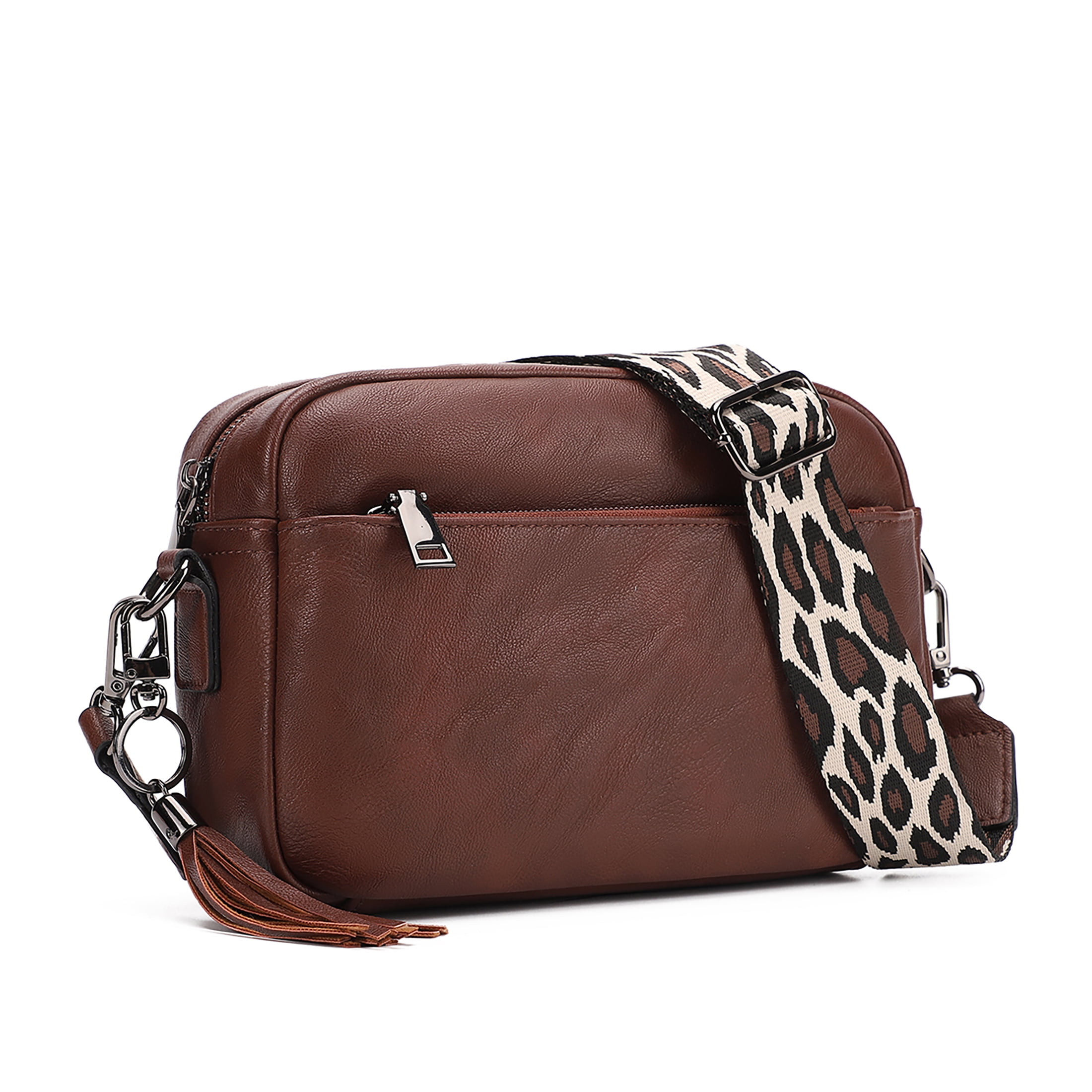 KL928 Small Crossbody Bag for Women Soft FAUX Leather Cell Phone Purse Wallet Purse with Wide Strap(Chestnut Brown)